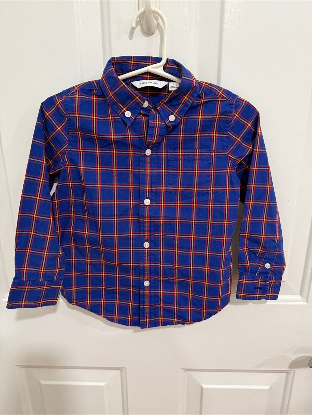 Janie and Jack Royal Blue Red Plaid Button-Down Shirt